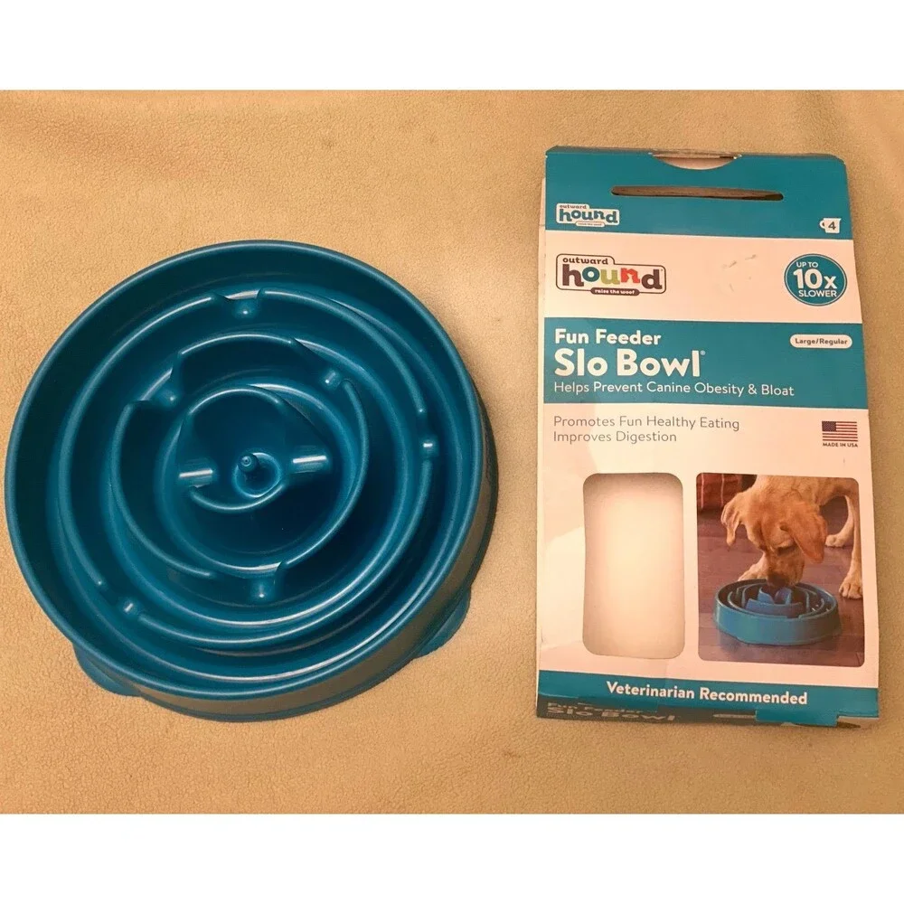 Outward Hound Fun Feeder Slo Bowl - Blue, Large/Regular